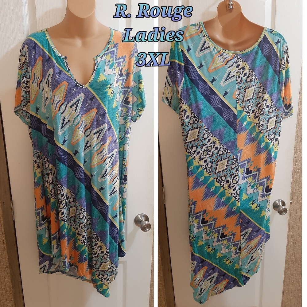 🔥R. Rouge Ladies 3XL Multicolor Dress c12